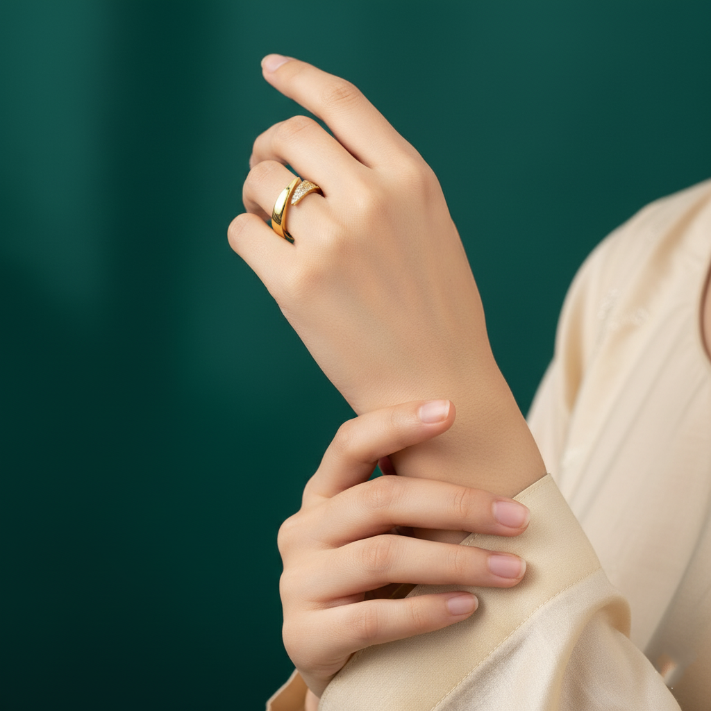 18K Gold Plated Sparkling Bypass Ring