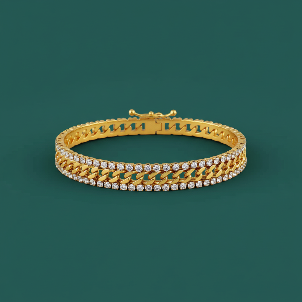 18K Gold Plated Pave Curb Chain Bracelet