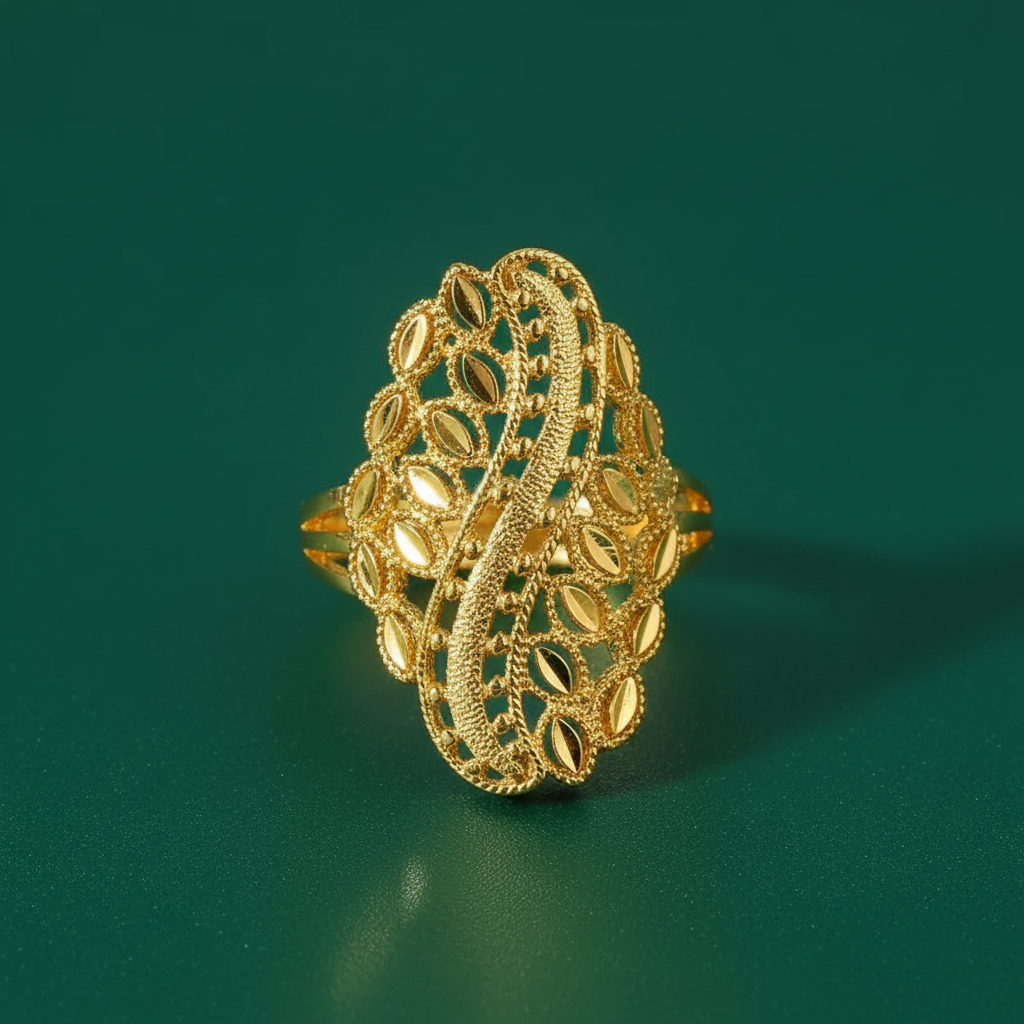 18K Gold Plated Ornate Filigree Ring
