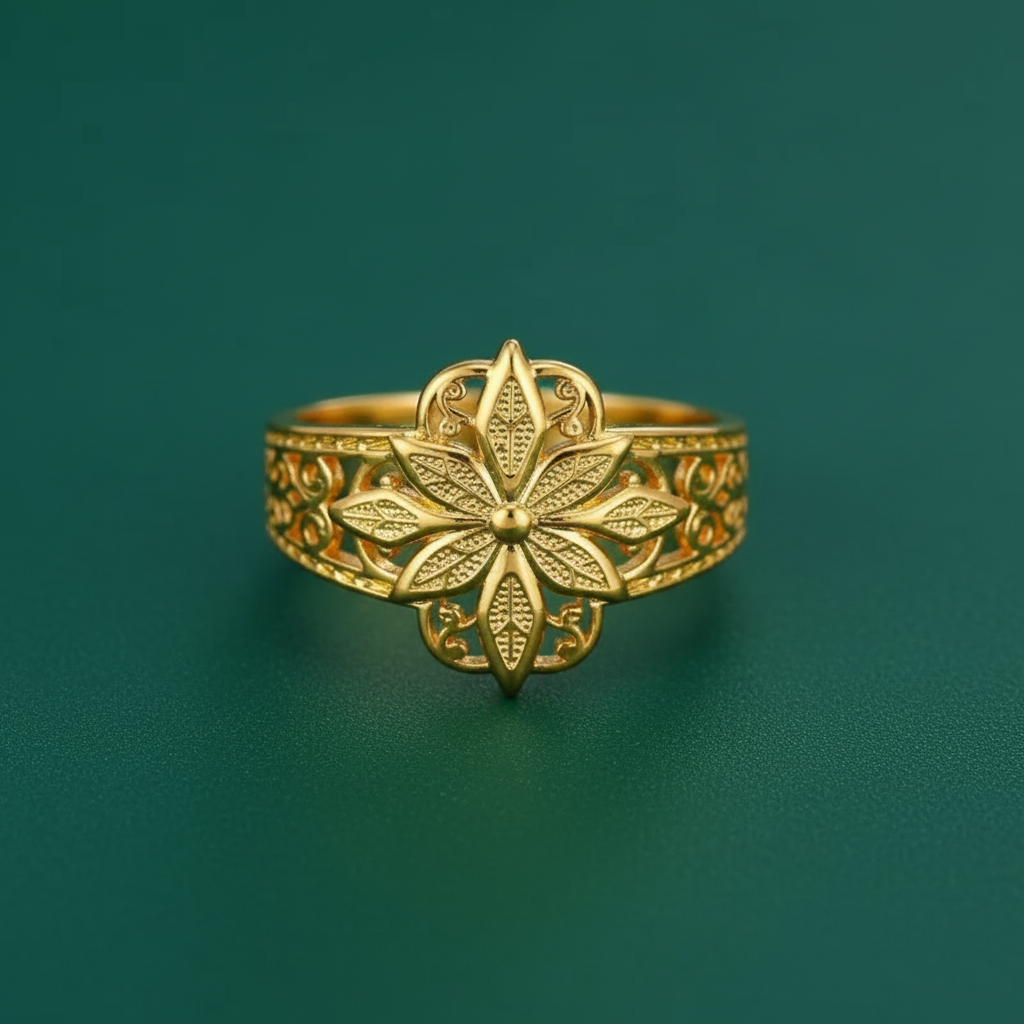 18K Gold Plated Filigree Blossom Ring